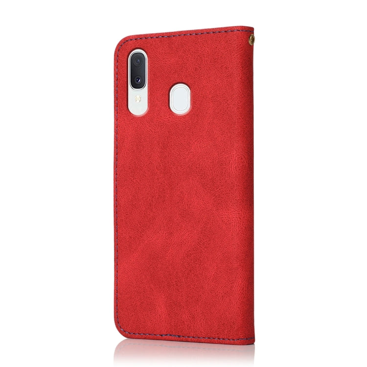 For Samsung Galaxy A40 Dual-color Stitching Leather Phone Case
