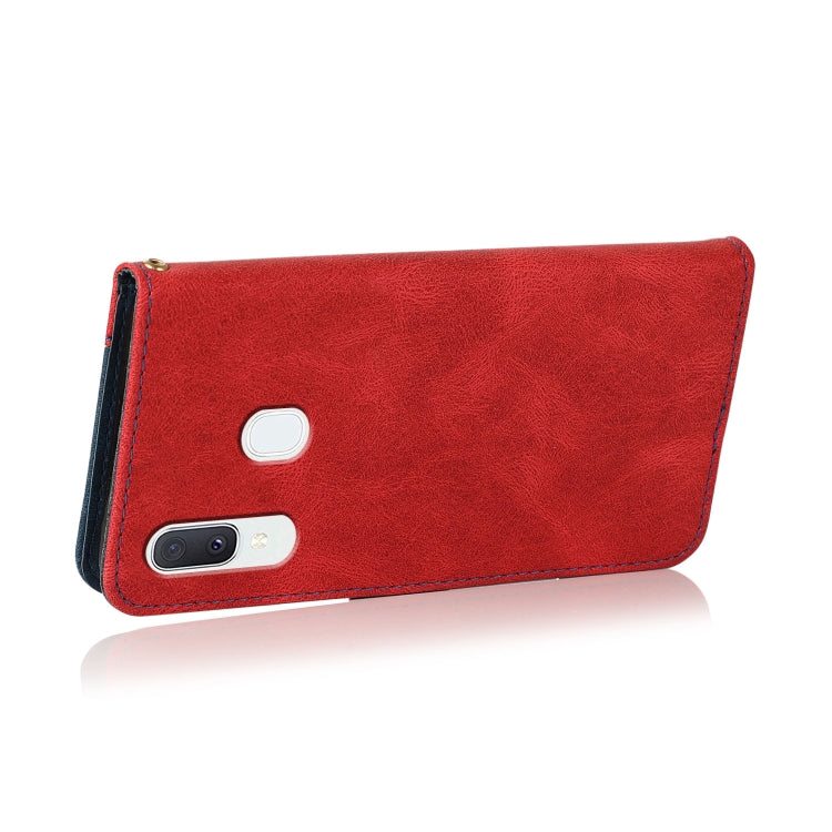 For Samsung Galaxy A40 Dual-color Stitching Leather Phone Case