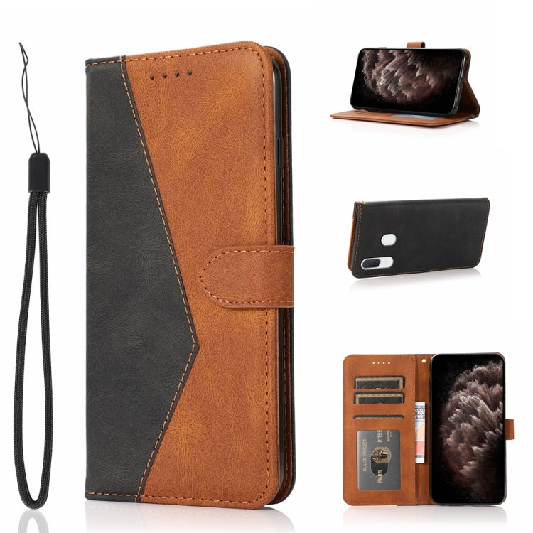 For Samsung Galaxy A40 Dual-color Stitching Leather Phone Case