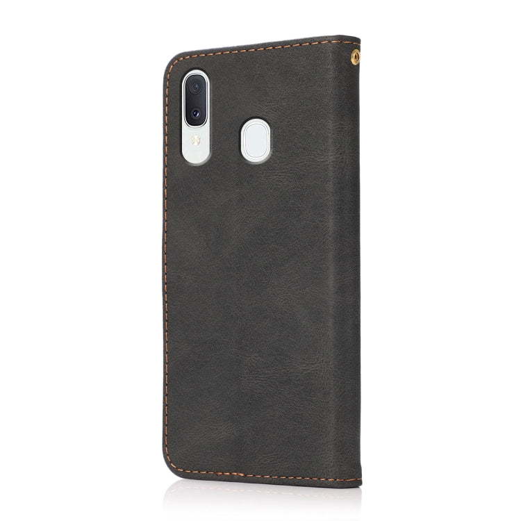 For Samsung Galaxy A40 Dual-color Stitching Leather Phone Case
