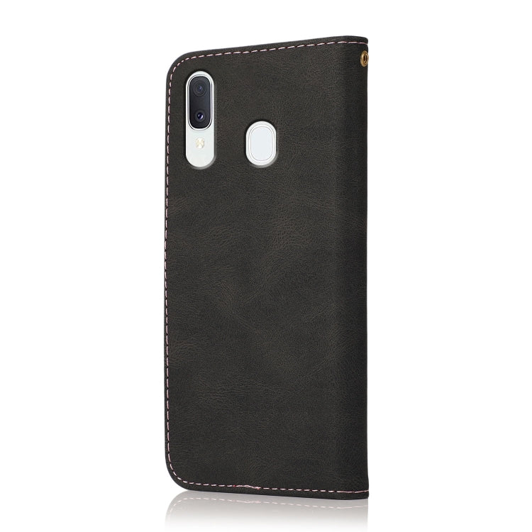 For Samsung Galaxy A40 Dual-color Stitching Leather Phone Case
