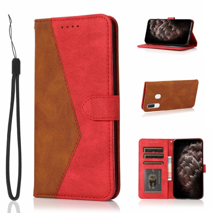 For Samsung Galaxy A40 Dual-color Stitching Leather Phone Case