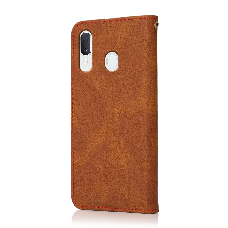 For Samsung Galaxy A40 Dual-color Stitching Leather Phone Case