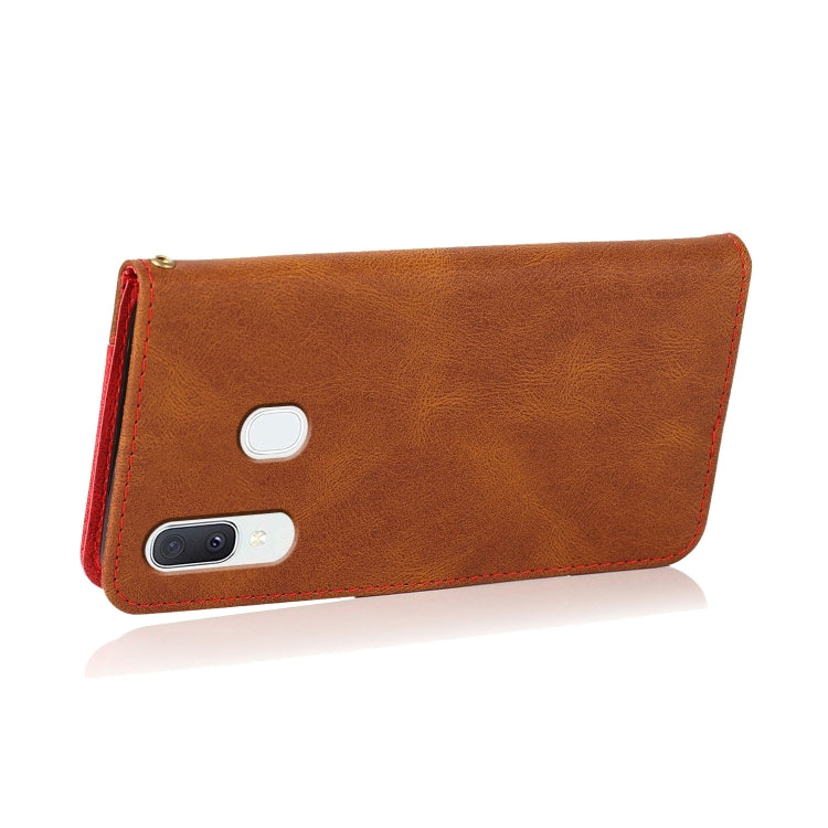 For Samsung Galaxy A40 Dual-color Stitching Leather Phone Case