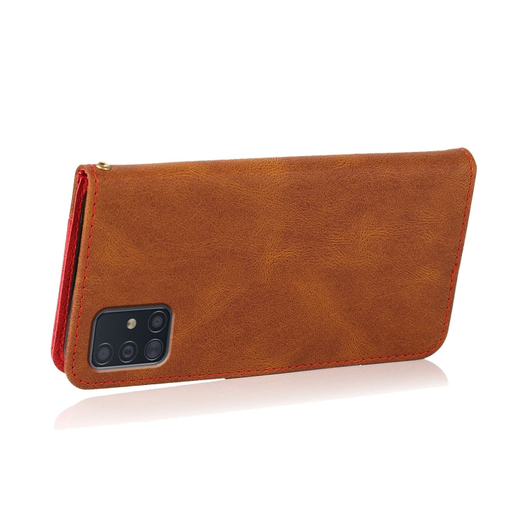 For Samsung Galaxy A51 5G Dual-color Stitching Leather Phone Case
