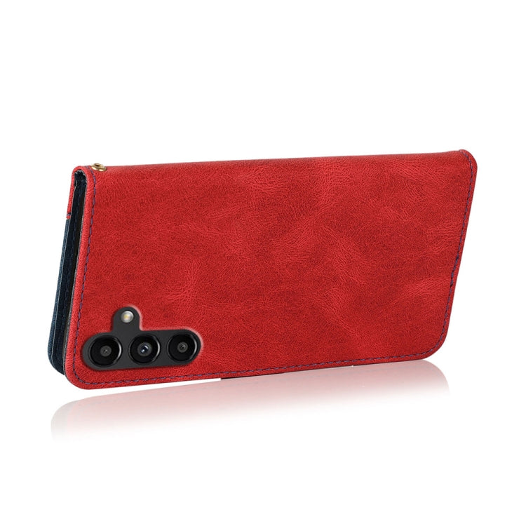 For Samsung Galaxy A34 Dual-color Stitching Leather Phone Case