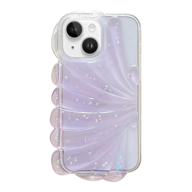 For iPhone 14 Glitter Shell Texture Epoxy TPU Phone Case