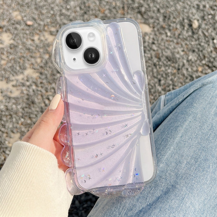 For iPhone 14 Plus Glitter Shell Texture Epoxy TPU Phone Case
