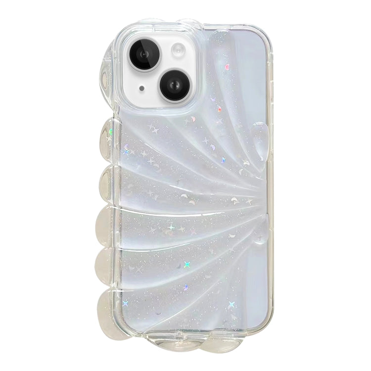 For iPhone 14 Plus Glitter Shell Texture Epoxy TPU Phone Case