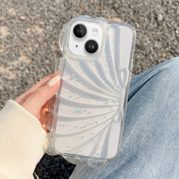 For iPhone 14 Plus Glitter Shell Texture Epoxy TPU Phone Case