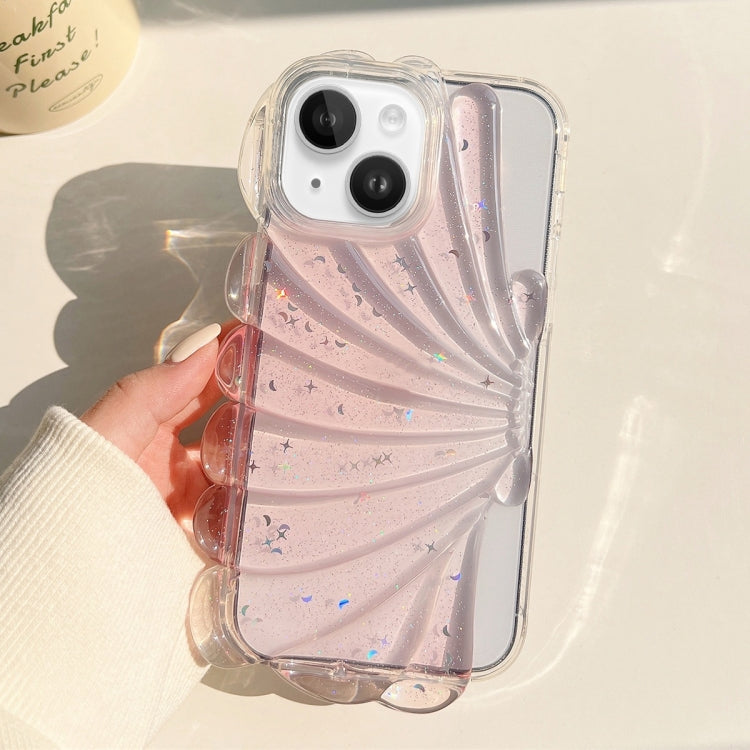 For iPhone 14 Plus Glitter Shell Texture Epoxy TPU Phone Case
