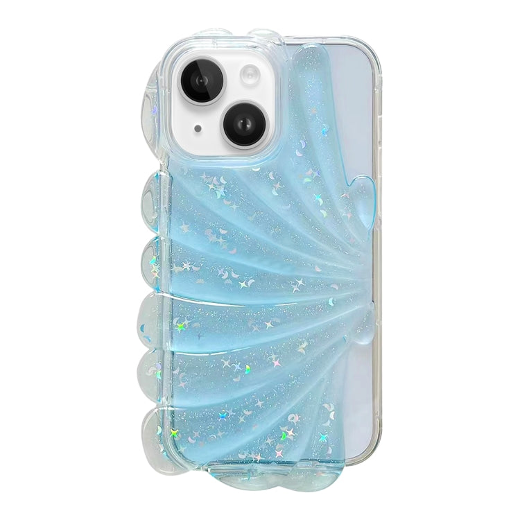 For iPhone 14 Plus Glitter Shell Texture Epoxy TPU Phone Case