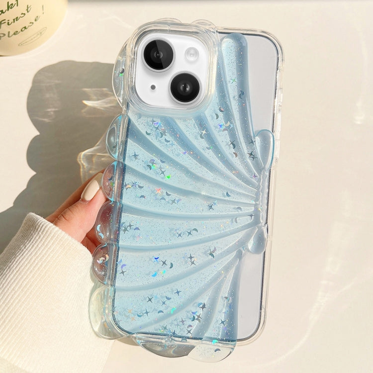 For iPhone 14 Plus Glitter Shell Texture Epoxy TPU Phone Case