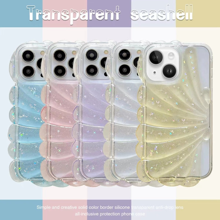 For iPhone 14 Plus Glitter Shell Texture Epoxy TPU Phone Case