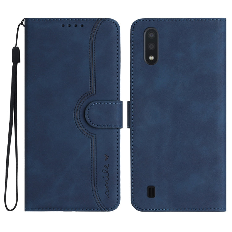 For Samsung Galaxy A01/M01 Heart Pattern Skin Feel Leather Phone Case