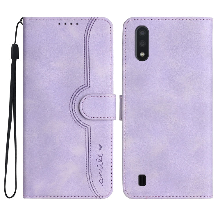 For Samsung Galaxy A01/M01 Heart Pattern Skin Feel Leather Phone Case