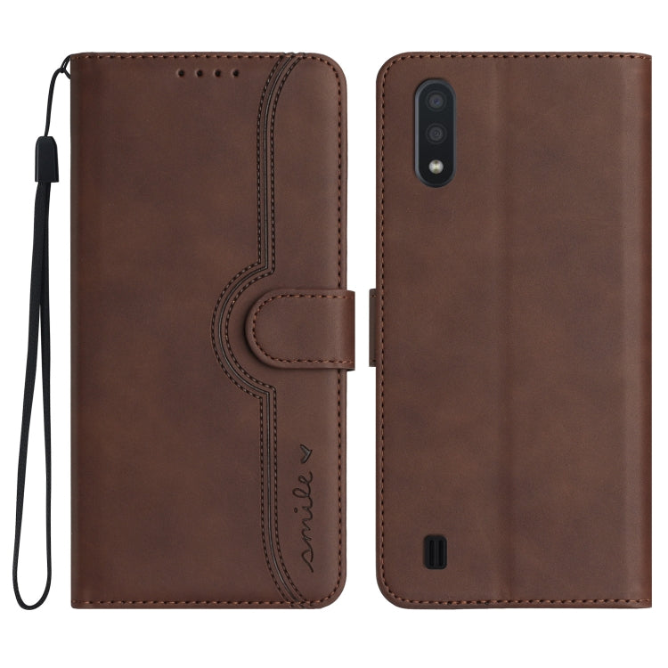 For Samsung Galaxy A01/M01 Heart Pattern Skin Feel Leather Phone Case