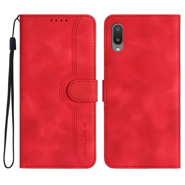 For Samsung Galaxy A02 EU Version Heart Pattern Skin Feel Leather Phone Case