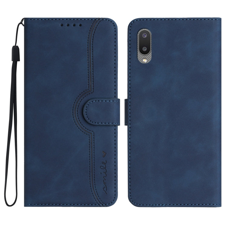 For Samsung Galaxy A02 EU Version Heart Pattern Skin Feel Leather Phone Case