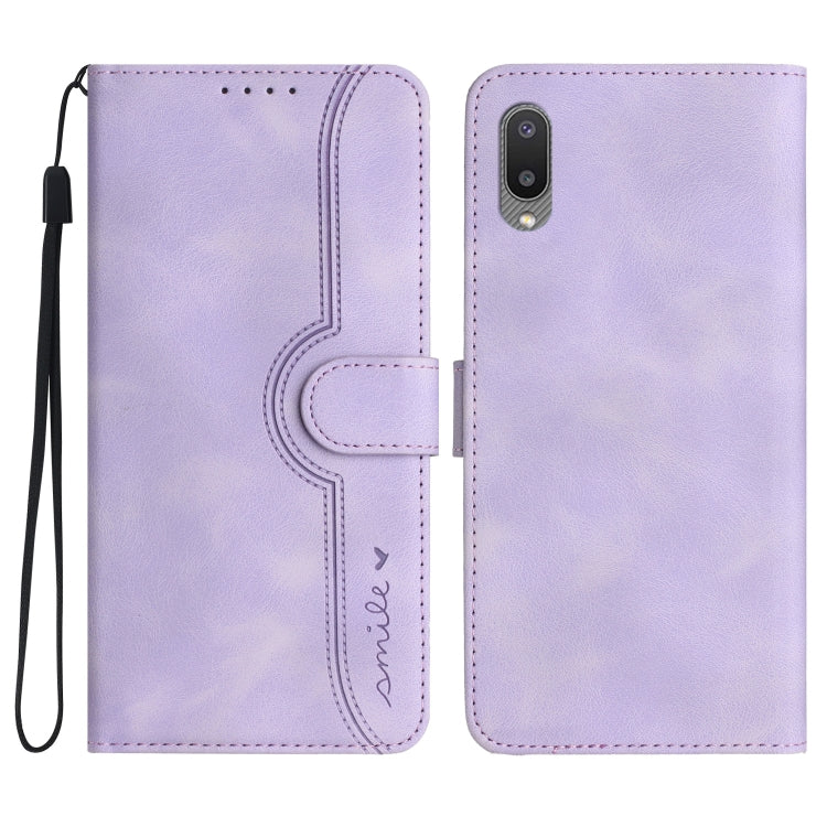For Samsung Galaxy A02 EU Version Heart Pattern Skin Feel Leather Phone Case