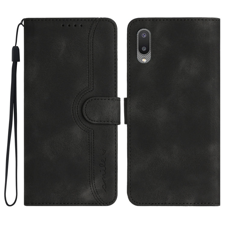 For Samsung Galaxy A02 EU Version Heart Pattern Skin Feel Leather Phone Case