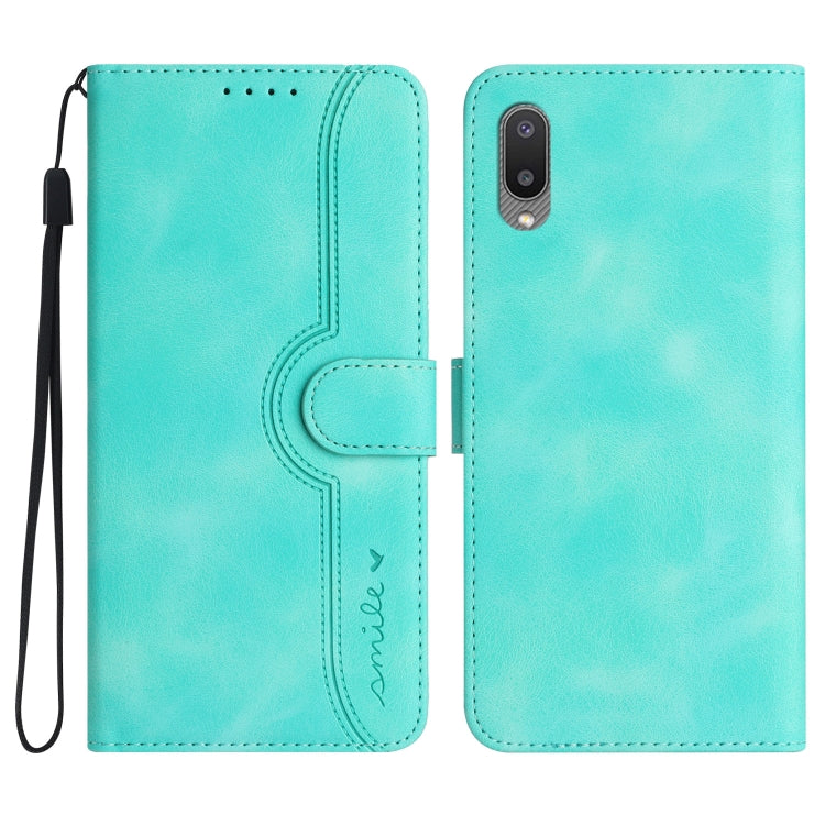 For Samsung Galaxy A02 EU Version Heart Pattern Skin Feel Leather Phone Case