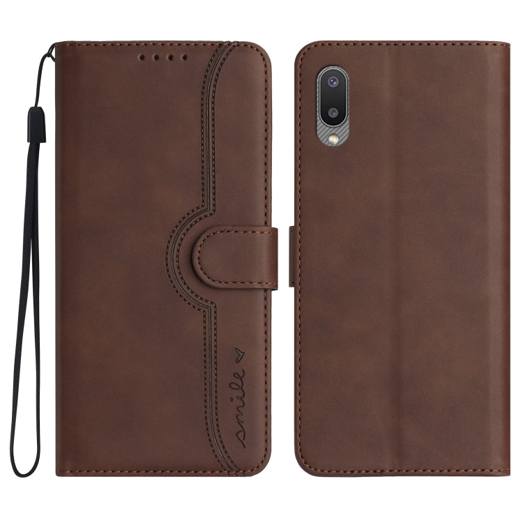 For Samsung Galaxy A02 EU Version Heart Pattern Skin Feel Leather Phone Case
