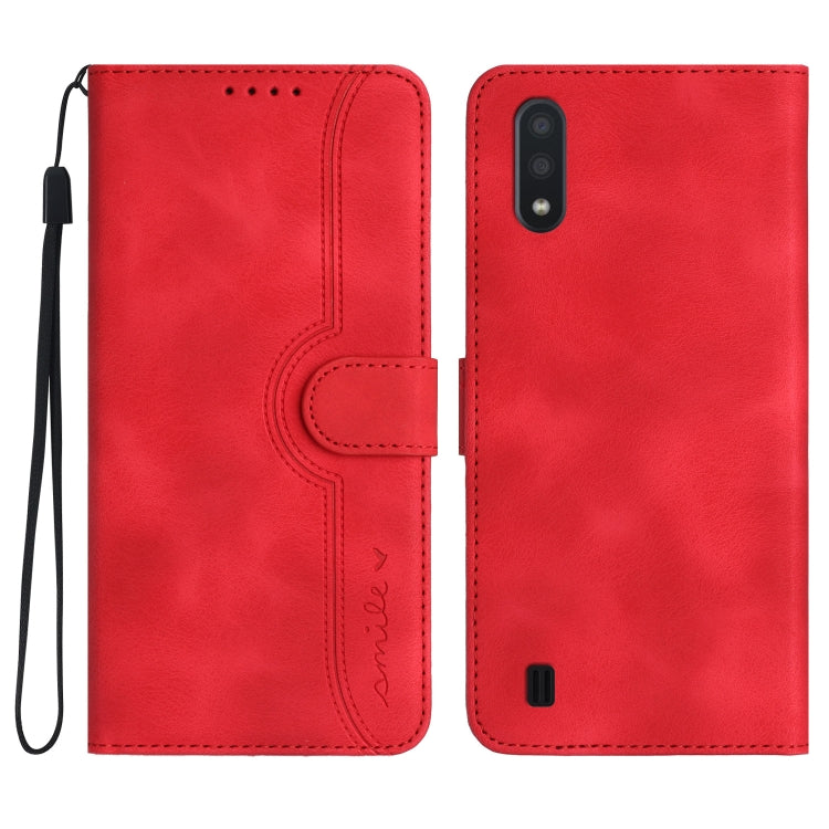For Samsung Galaxy A10/M10 Heart Pattern Skin Feel Leather Phone Case