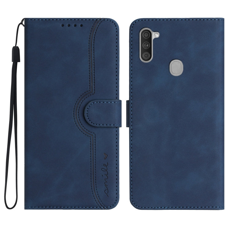 For Samsung Galaxy A11 EU Version Heart Pattern Skin Feel Leather Phone Case
