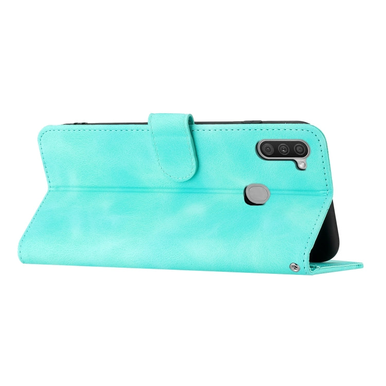 For Samsung Galaxy A11 EU Version Heart Pattern Skin Feel Leather Phone Case