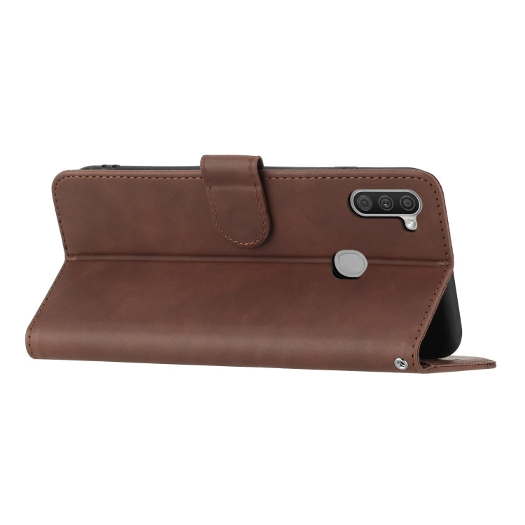 For Samsung Galaxy A11 EU Version Heart Pattern Skin Feel Leather Phone Case