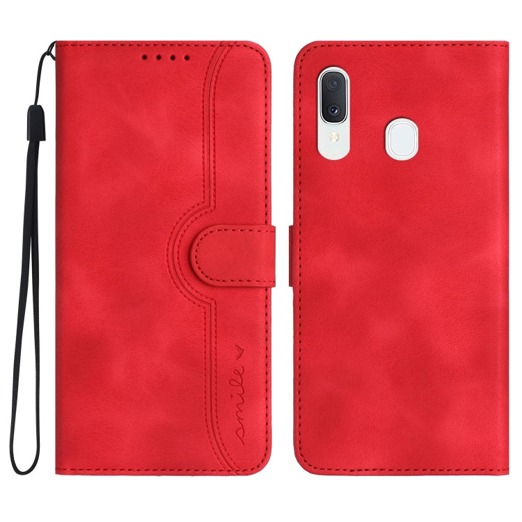 For Samsung Galaxy A20/A30 Heart Pattern Skin Feel Leather Phone Case