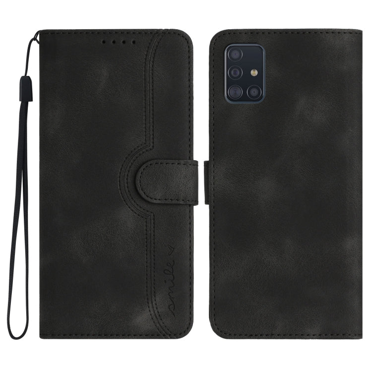 For Samsung Galaxy A51 4G Heart Pattern Skin Feel Leather Phone Case