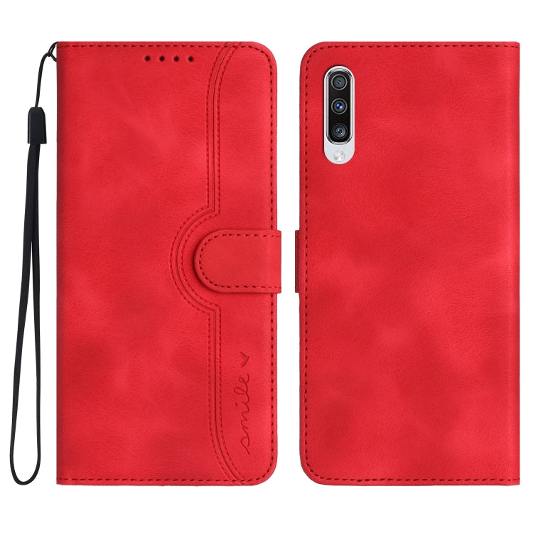 For Samsung Galaxy A70 Heart Pattern Skin Feel Leather Phone Case