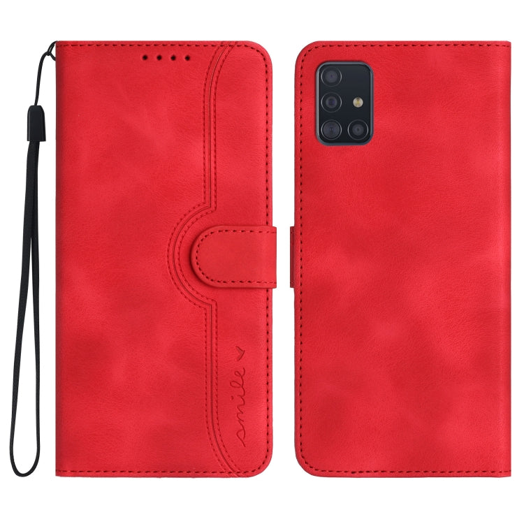 For Samsung Galaxy A71 4G Heart Pattern Skin Feel Leather Phone Case