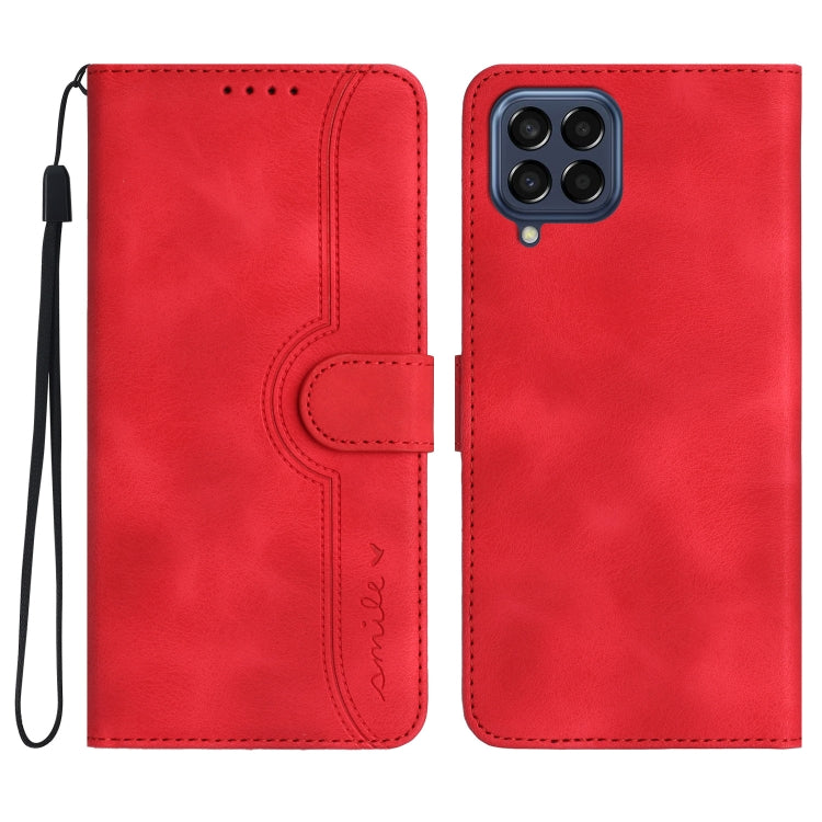 For Samsung Galaxy M53 5G Heart Pattern Skin Feel Leather Phone Case