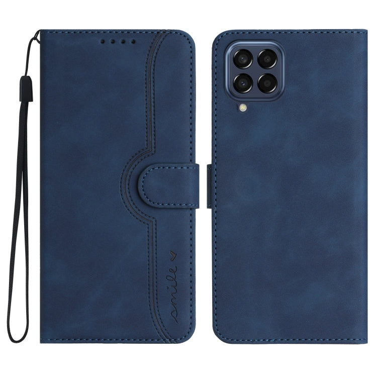 For Samsung Galaxy M53 5G Heart Pattern Skin Feel Leather Phone Case