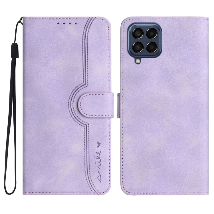 For Samsung Galaxy M53 5G Heart Pattern Skin Feel Leather Phone Case