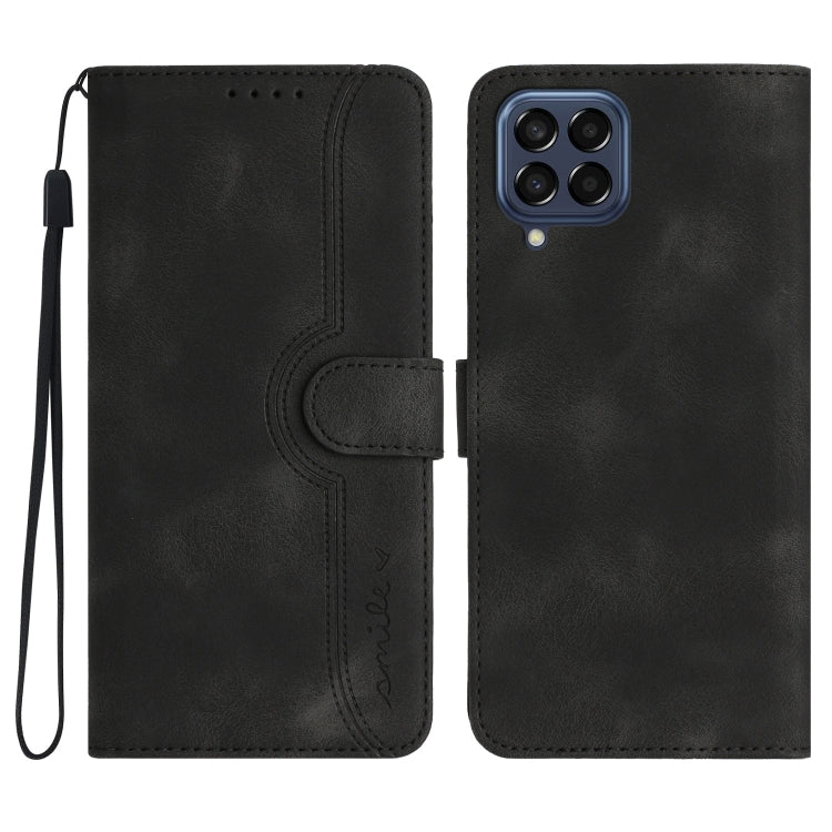 For Samsung Galaxy M53 5G Heart Pattern Skin Feel Leather Phone Case