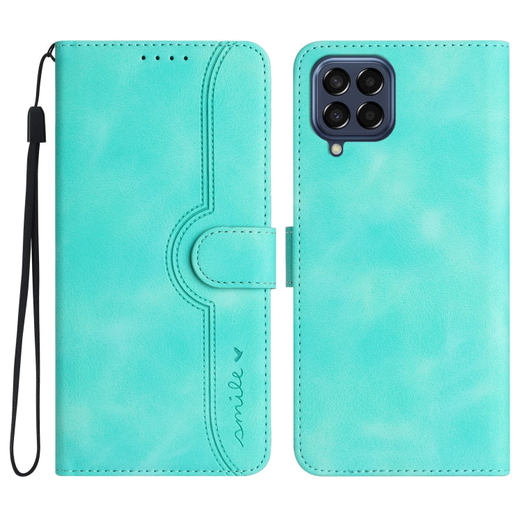 For Samsung Galaxy M53 5G Heart Pattern Skin Feel Leather Phone Case