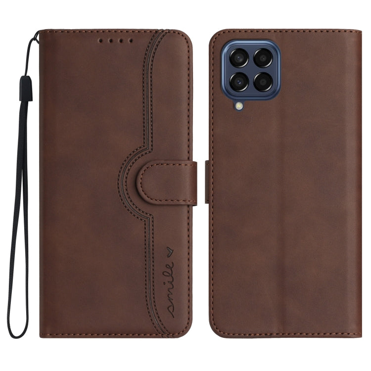 For Samsung Galaxy M53 5G Heart Pattern Skin Feel Leather Phone Case