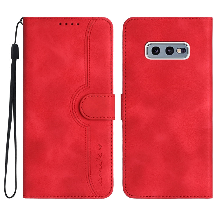 For Samsung Galaxy S10e Heart Pattern Skin Feel Leather Phone Case