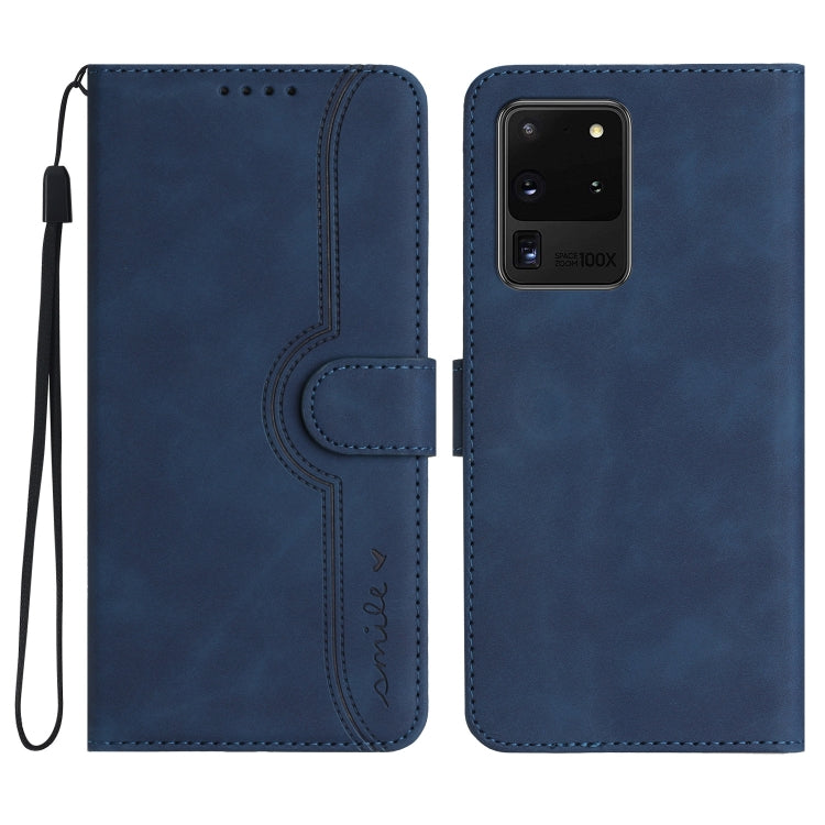 For Samsung Galaxy S20 Ultra Heart Pattern Skin Feel Leather Phone Case