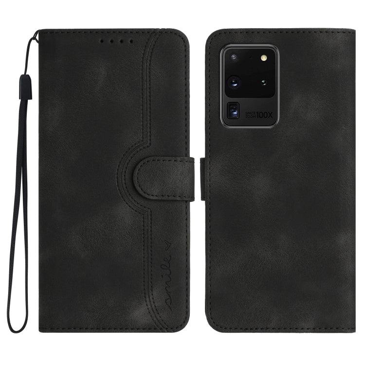 For Samsung Galaxy S20 Ultra Heart Pattern Skin Feel Leather Phone Case