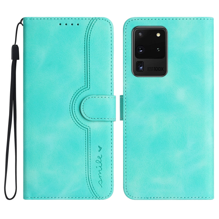For Samsung Galaxy S20 Ultra Heart Pattern Skin Feel Leather Phone Case