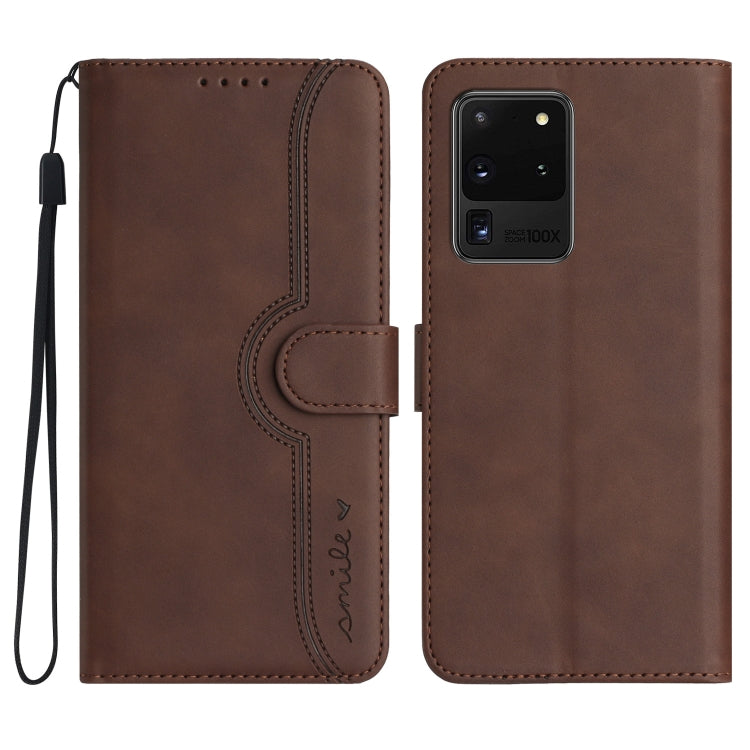 For Samsung Galaxy S20 Ultra Heart Pattern Skin Feel Leather Phone Case
