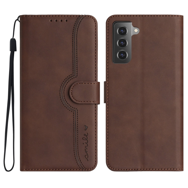 For Samsung Galaxy S21 5G Heart Pattern Skin Feel Leather Phone Case