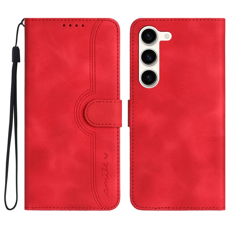 For Samsung Galaxy S23 5G Heart Pattern Skin Feel Leather Phone Case