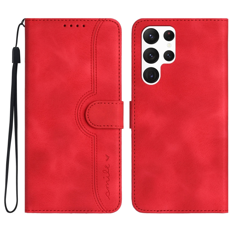For Samsung Galaxy S23 Ultra 5G Heart Pattern Skin Feel Leather Phone Case