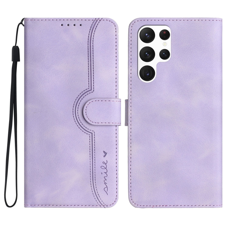 For Samsung Galaxy S23 Ultra 5G Heart Pattern Skin Feel Leather Phone Case